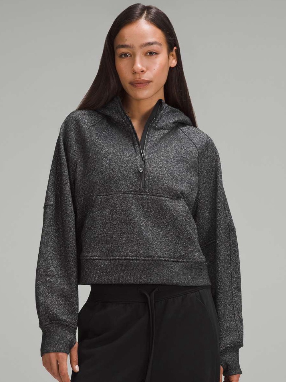 lululemon athletica Women's Heathered Dark Gray Half-Zip Hoodie size M/L